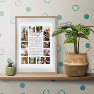 Póster 40 razones por las que te amamos collage de fotos