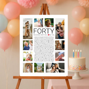 Póster 40 razones por las que te amamos collage de fotos