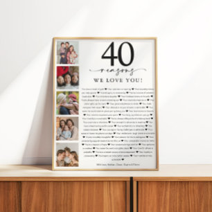 Póster 40 razones por las que te amamos Cumpleaños o Aniv