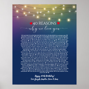 Póster 40 razones por las que te amo luces azules