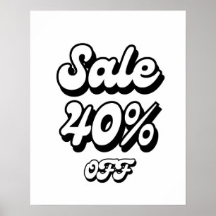 Póster 40% Rótulo de venta, 40% descuento Rótulo, venta a