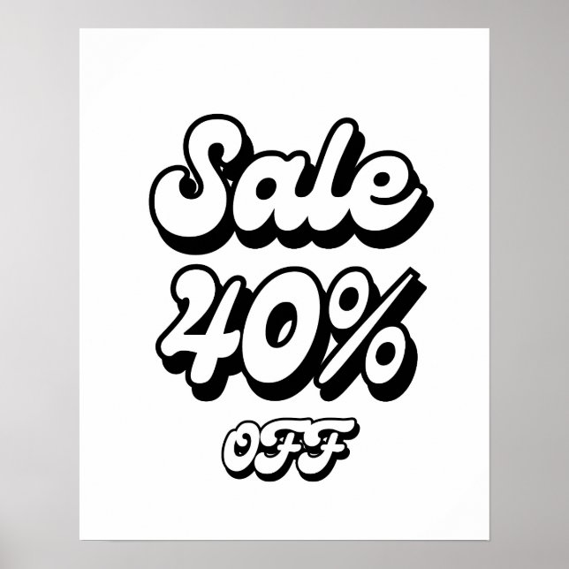 Póster 40% Rótulo de venta, 40% descuento Rótulo, venta a (Frente)