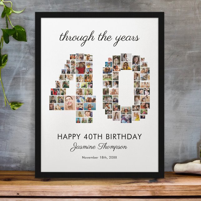 Póster 40th Happy Birthday Photo Collage (Subido por el creador)