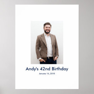 Póster 42.º Rótulo de personalizado fotográfico de cumple