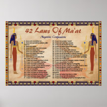 42 Leyes De Maat - Poster De Confesiones Negativas