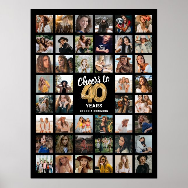 Póster 44 Colaje de Fotos Cumpleaños 40 (Frente)