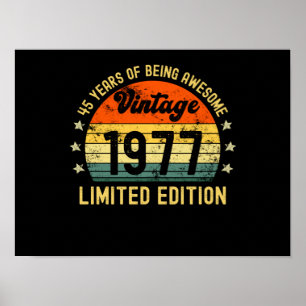 Póster 45.º regalo de cumpleaños edición limitada de 1977