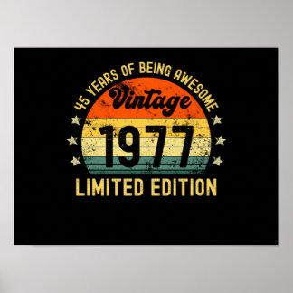 Póster 45.º regalo de cumpleaños edición limitada de 1977