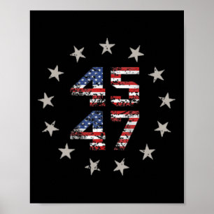 Póster 45 47 Bandera estadounidense de Trump 2024 (atrás)