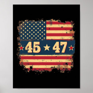 Póster 45 47 Bandera estadounidense vintage del president