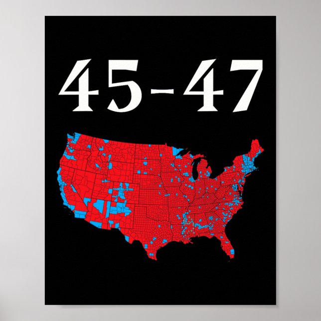 Póster 45 47 Mapa electoral de Trump 2024 (Frente)