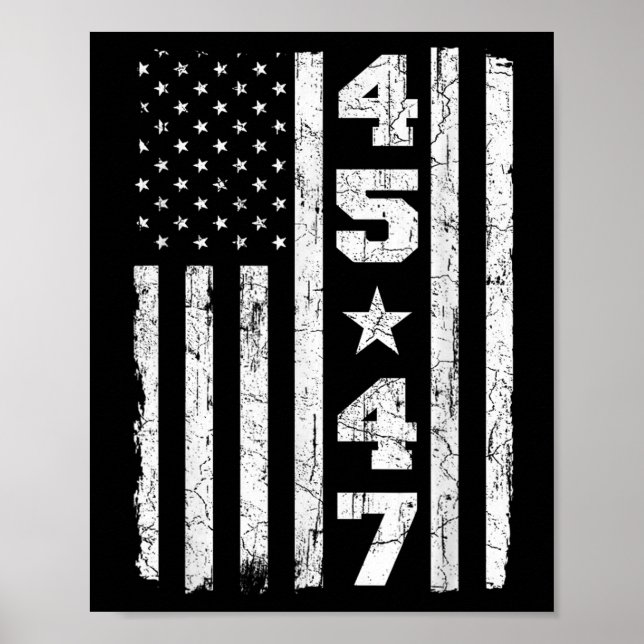 Póster 45 47 Trump Viste Bandera Estadounidense 2025 Pres (Frente)