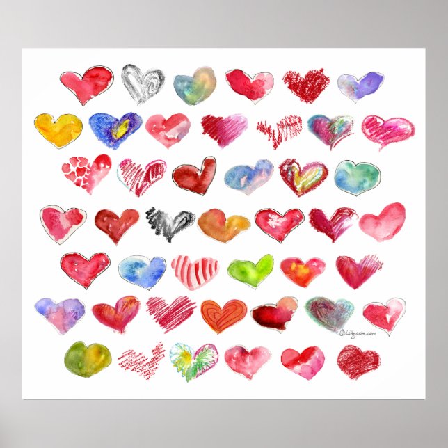 Póster 45 Amor Corazones Gran Poster (Frente)