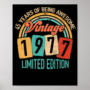 Póster 45 Años De Edad Increíble En 1977 45º Cumpleaños