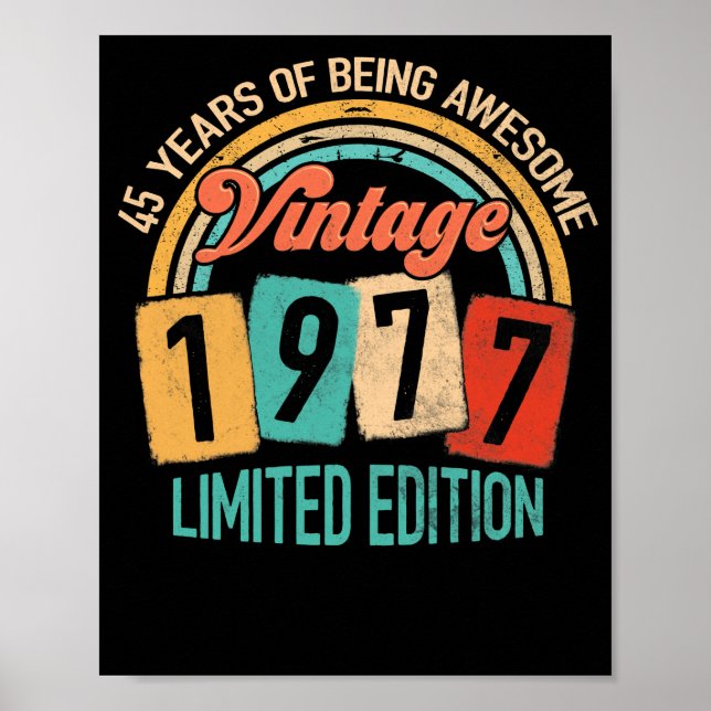 Póster 45 Años De Edad Increíble En 1977 45º Cumpleaños (Frente)