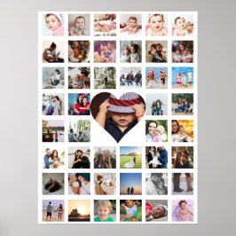 Póster 45 Collage de fotos Personalizado Con Corazón