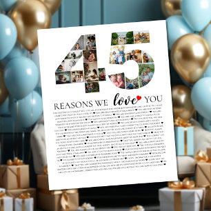 Póster 45 cumpleaños todas las razones por las que te ama