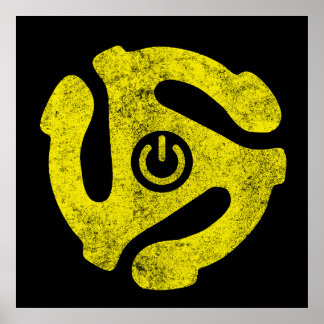 Póster 45 RPM Adapter Power Symbol Sticker Retro Vinyl 