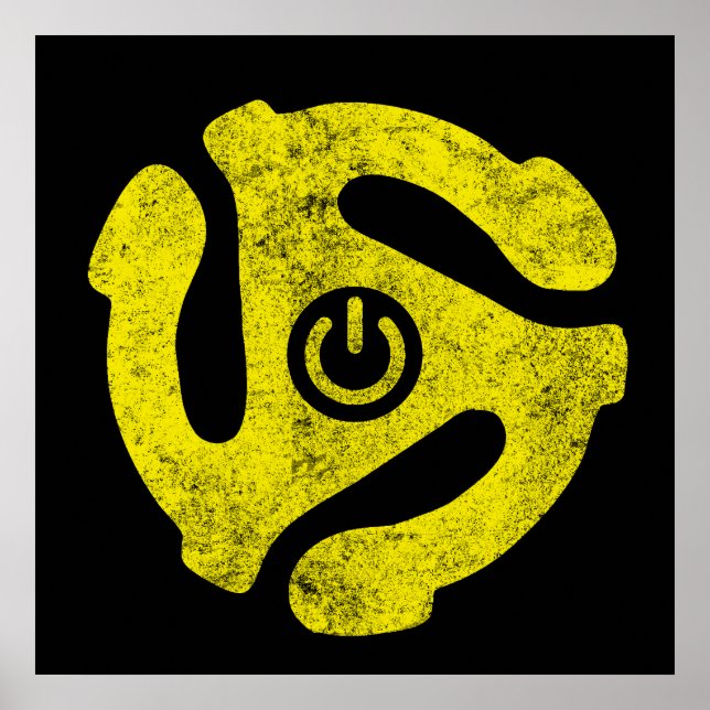 Póster 45 RPM Adapter Power Symbol Sticker Retro Vinyl  (Frente)