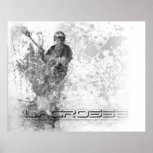 Póster 45 x 36 personalizado Lacrosse ventilado B/W Poste (Frente)