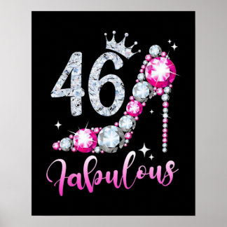 Póster 46.º cumpleaños High Heel Shoes Crown Diamond