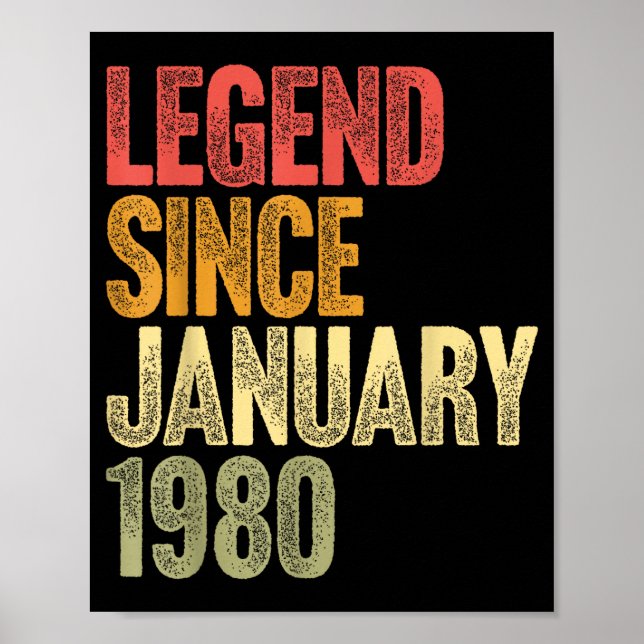 Póster 46 Year Old Legend Since January 1980 Retro 46th B (Frente)