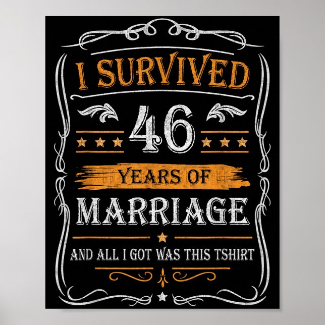 Póster 46th Wedding Anniversary Shirt Couples Husband Wif (Frente)