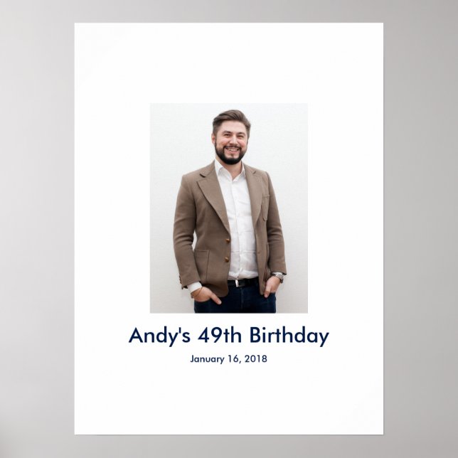 Póster 49.º Rótulo de personalizado fotográfico de cumple (Frente)