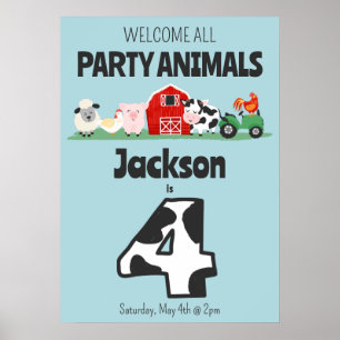 Póster 4.ª granja de animales Fiestas de bienvenida