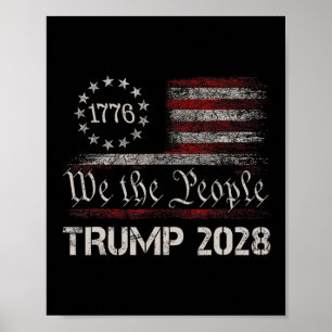 Póster 4.ª Retro de Bandera Estadounidense Pro Trump 2028