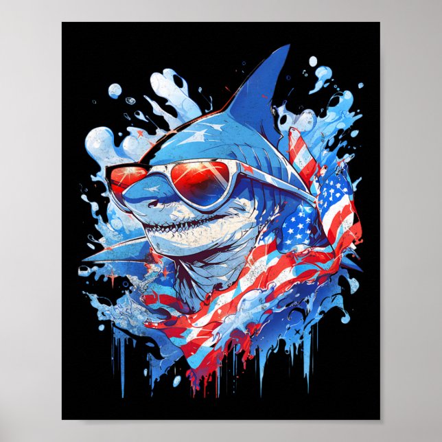 Póster 4.º Día de la Independencia de Tiburones Funny Pat (Frente)