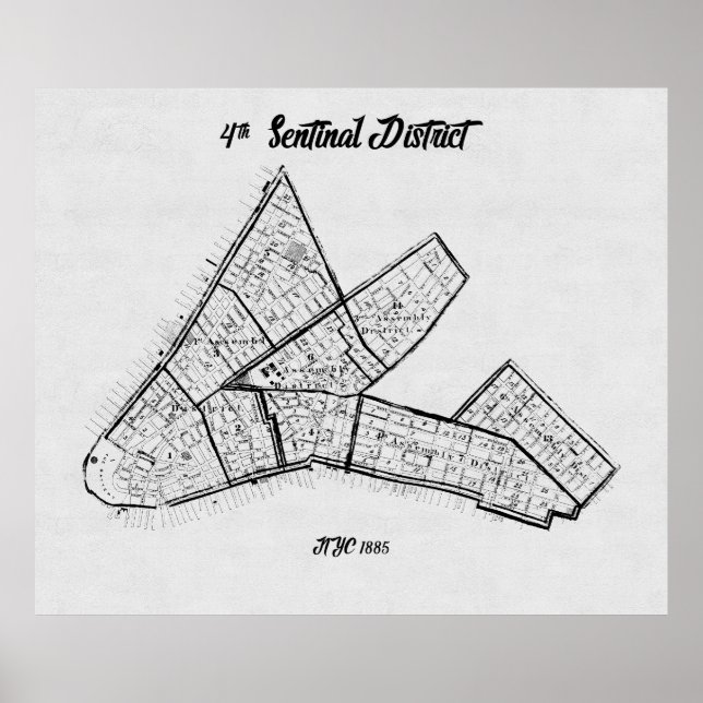 Póster 4.º Distrito Sentinal, NYC 1885 (Frente)