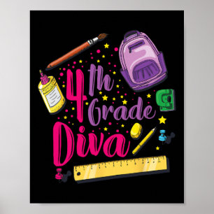 Póster 4.º Primer Día De Diva De La Escuela Chica Ropa Gi