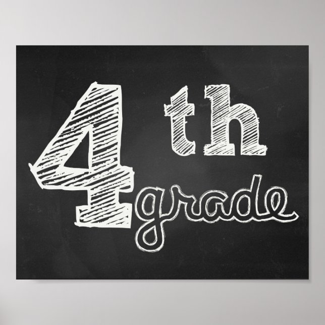 Póster 4.º Rótulo de grado - Chalkboard (Frente)