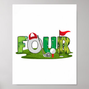 Póster 4.º tema del golf de cumpleaños 4 años parte depor