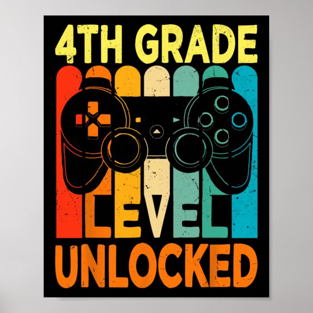 Póster 4.º Videojuego desbloqueado de nivel de grado de v (Frente)
