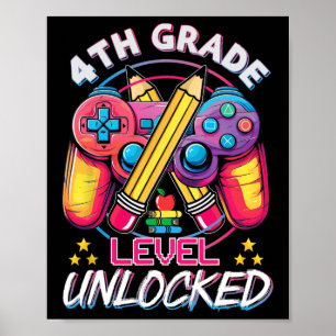 Póster 4.º Videojuego desbloqueado de nivel de grado de v