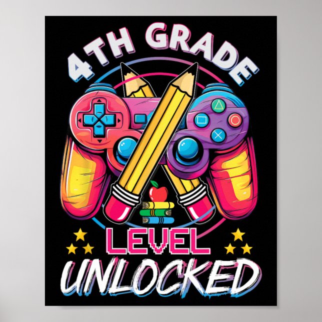 Póster 4.º Videojuego desbloqueado de nivel de grado de v (Frente)