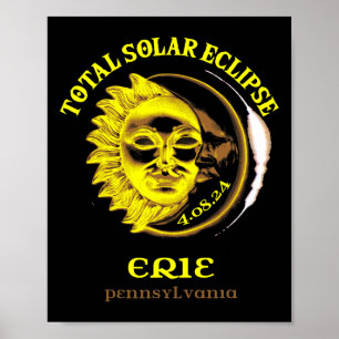 Póster 4.08.24 Eclipse solar total 2024 Erie Pennsylvania