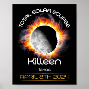 Póster 4.08.24 Eclipse solar total 2024 Killeen Texas