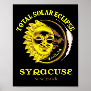 Póster 4.08.24 Eclipse solar total 2024 Syracuse York