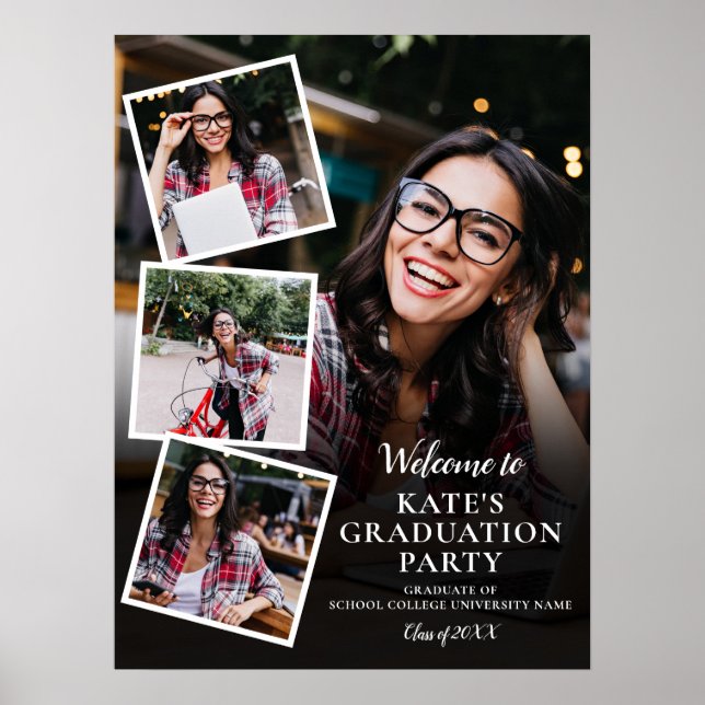 Póster 4 Bienvenida a la fiesta de graduación de Collage  (Frente)