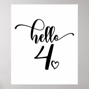 Póster 4 Chicas de cumpleaños Hola a cuatro niños pequeño