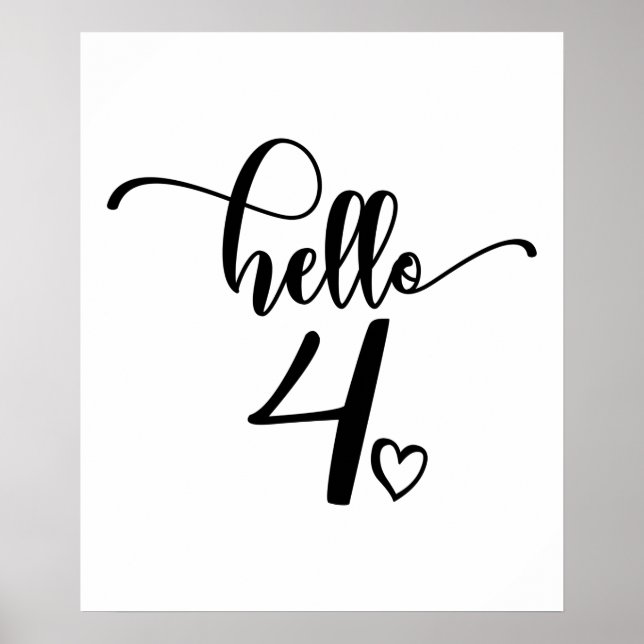 Póster 4 Chicas de cumpleaños Hola a cuatro niños pequeño (Frente)