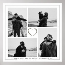 Póster 4 Collage de fotos Boda Aniversario Nombre y fecha