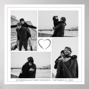 Póster 4 Collage de fotos Boda Aniversario Nombre y fecha