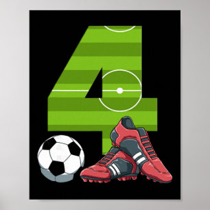 Póster 4 Cumpleaños Fútbol Primer Cumpleaños Fútbol Niños