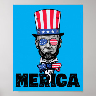 Póster 4 De Julio Abe Lincoln América Bzr Divertido Para