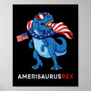 Póster 4 De Julio Amerisaurus T Rex Dinosaur Niños T