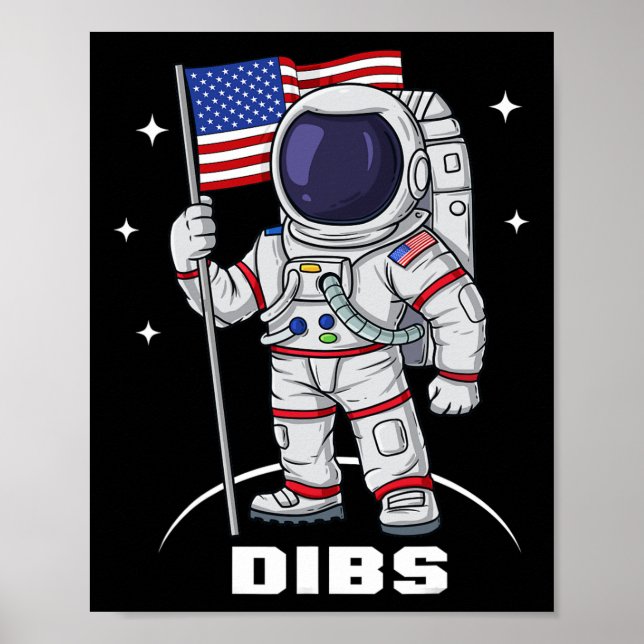 Póster 4 De Julio Astronauta USA Bandera Estadounidense F (Frente)